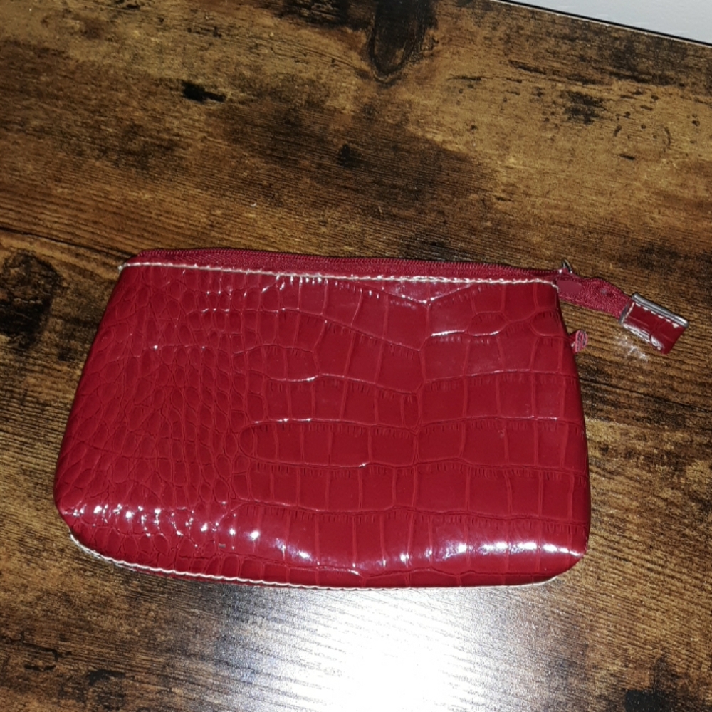 Brandless red faux leather hand bag